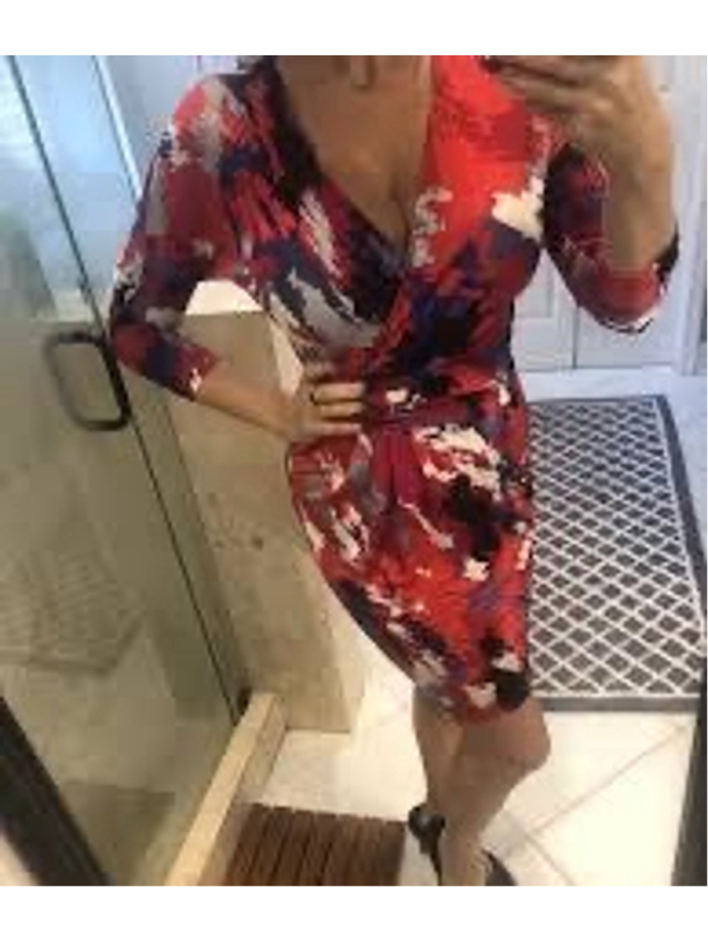 NWT BCBG Maxazria Adele Faux Wrap Jersey Dress M Stretchy Jet Set Q1
